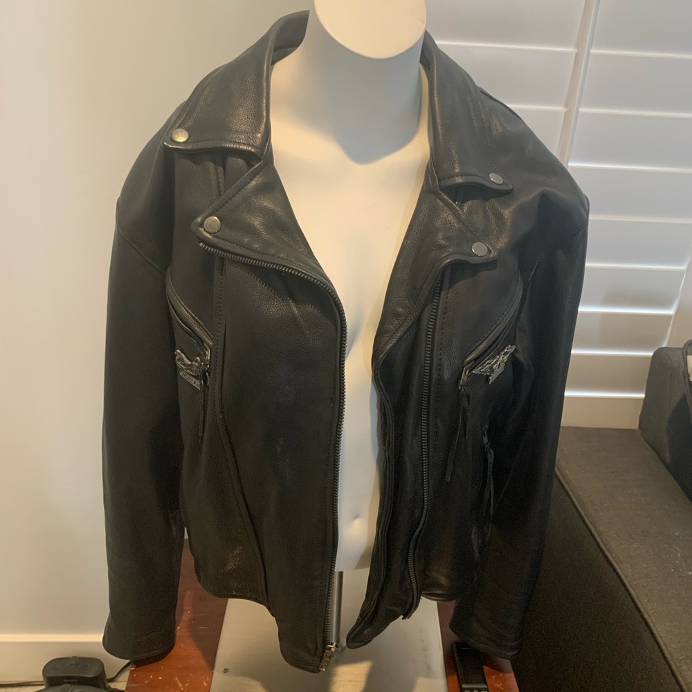 Women’s Unik Ultra black leather motorcycle jacket, M.